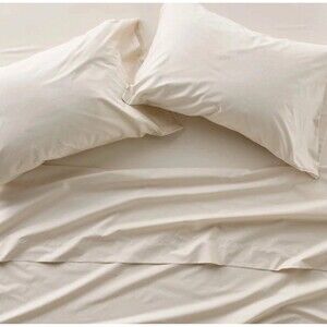NEW King 400 Thread Count Percale Sheet Set Natural - Casaluna